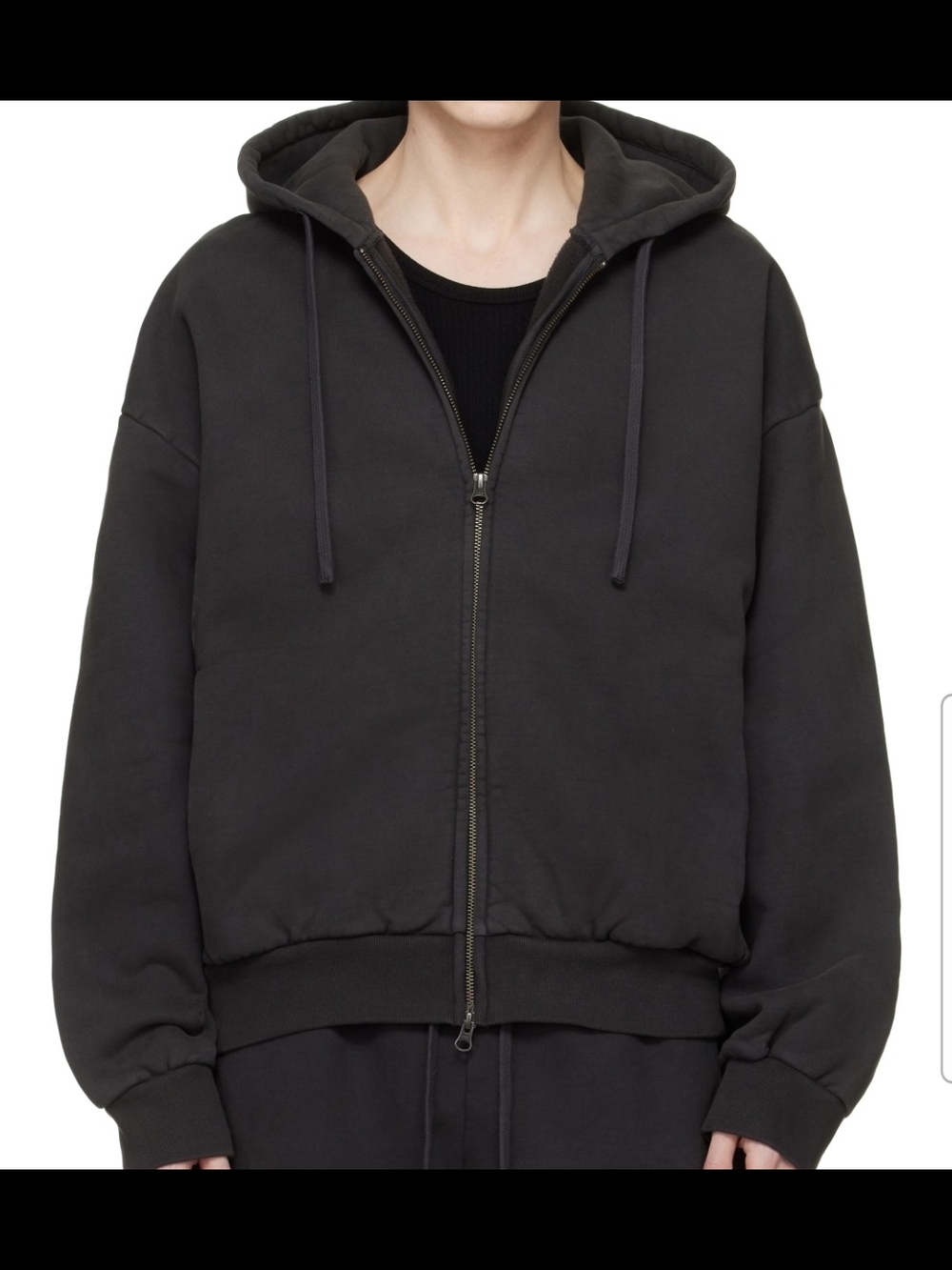 Skims Fleece Boyfriend Black Full-Zip Hooded Jacket-M-New W Tags